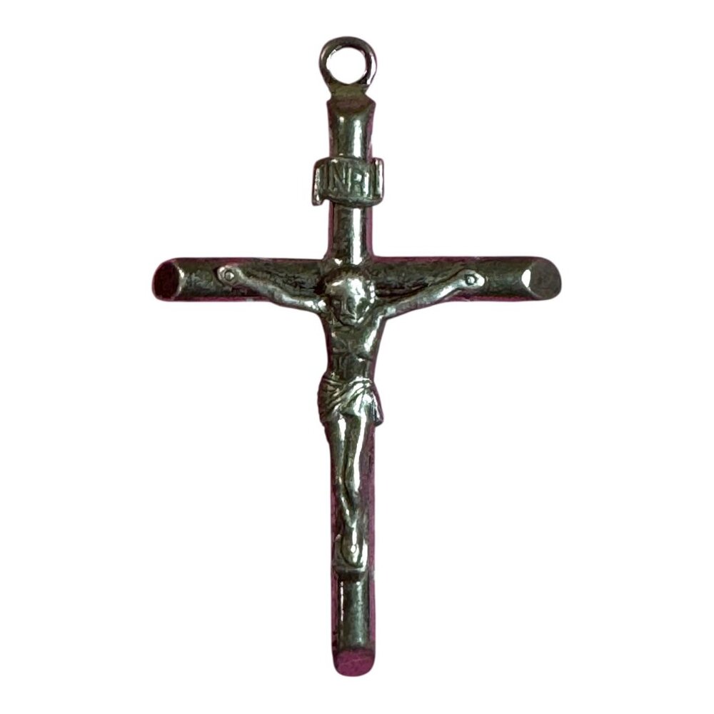 Sterling Silver 925 Crucifix Pendant INRI Inscription Religious Jewelry Vintage